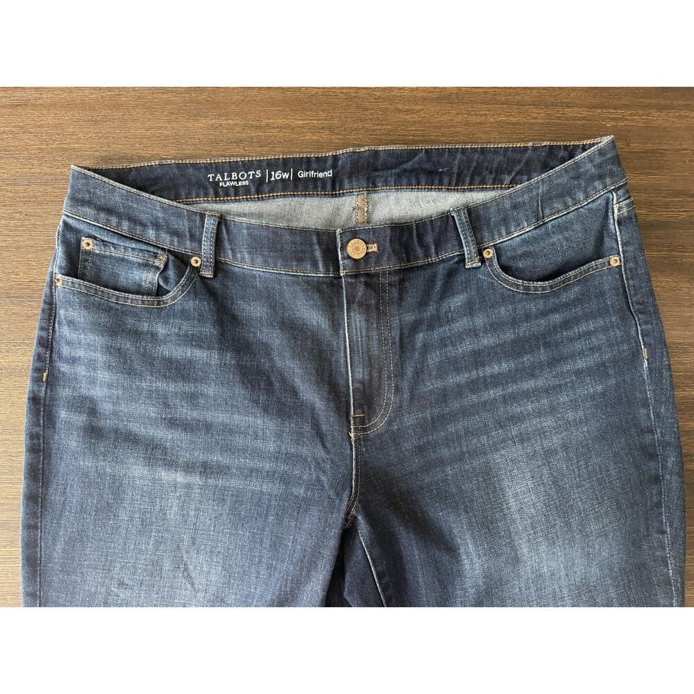 Talbots Flawless Girlfriend Jeans Womens 16W Blue High Rise Cuffed Crop Stretch - Picture 3 of 8